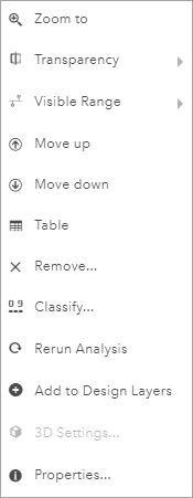 Context menu Context menu