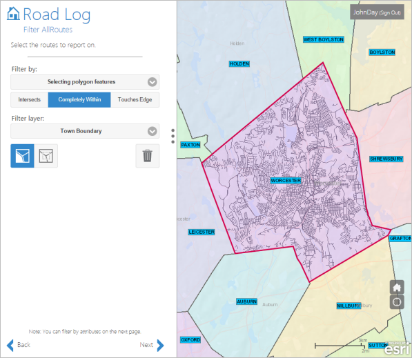 Select routes that intersect a town boundary Select routes that intersect a town boundary