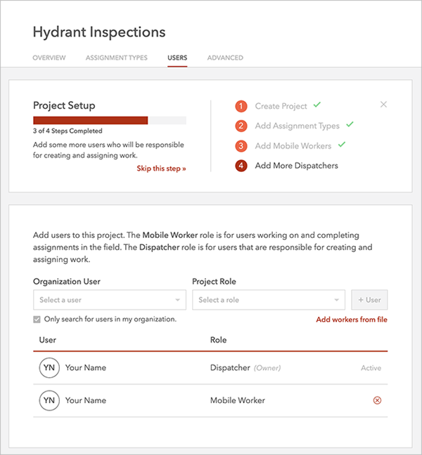 Users tab with you listed as a mobile worker Users tab with you listed as a mobile worker